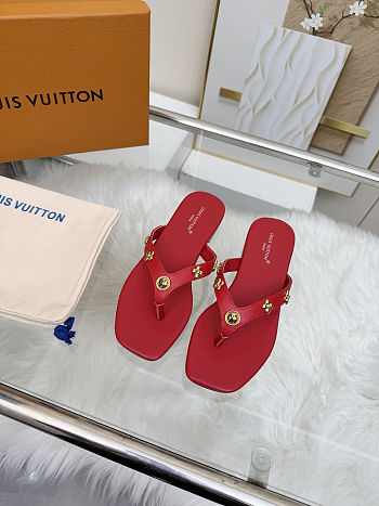 Fortok Louis Vuitton Gaia Flat Thongs Red