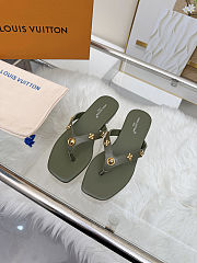 Fortok Louis Vuitton Gaia Flat Thongs Olvie Green - 1