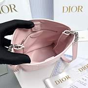Fortok Dior Small Vertical Dior Trianon Bag Chain Pink Flat Macrocannage Lambskin 18 x 21 x 7cm - 5