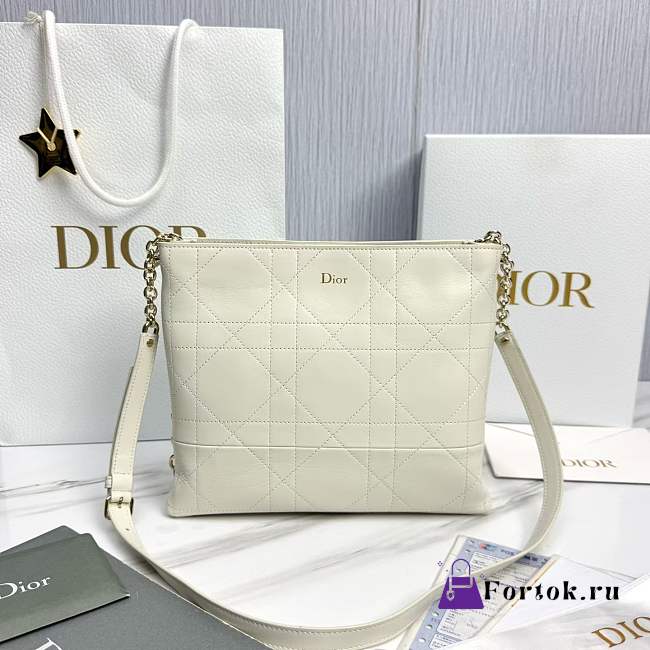 Fortok Dior Trianon Bag Chain Latte Flat Macrocannage lambskin 25 x 21 x 7cm  - 1