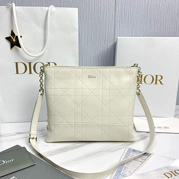 Fortok Dior Trianon Bag Chain Latte Flat Macrocannage lambskin 25 x 21 x 7cm 