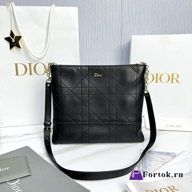 Fortok Dior Trianon Bag Chain Black Flat Macrocannage lambskin 25 x 21 x 7cm - 1
