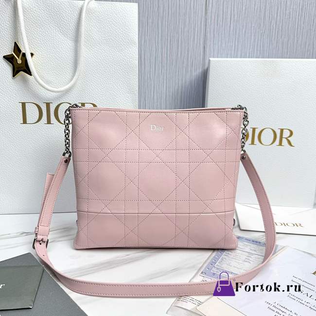 Fortok Dior Trianon Bag Chain Rose Songe Flat Macrocannage lambskin 25 x 21 x 7cm - 1