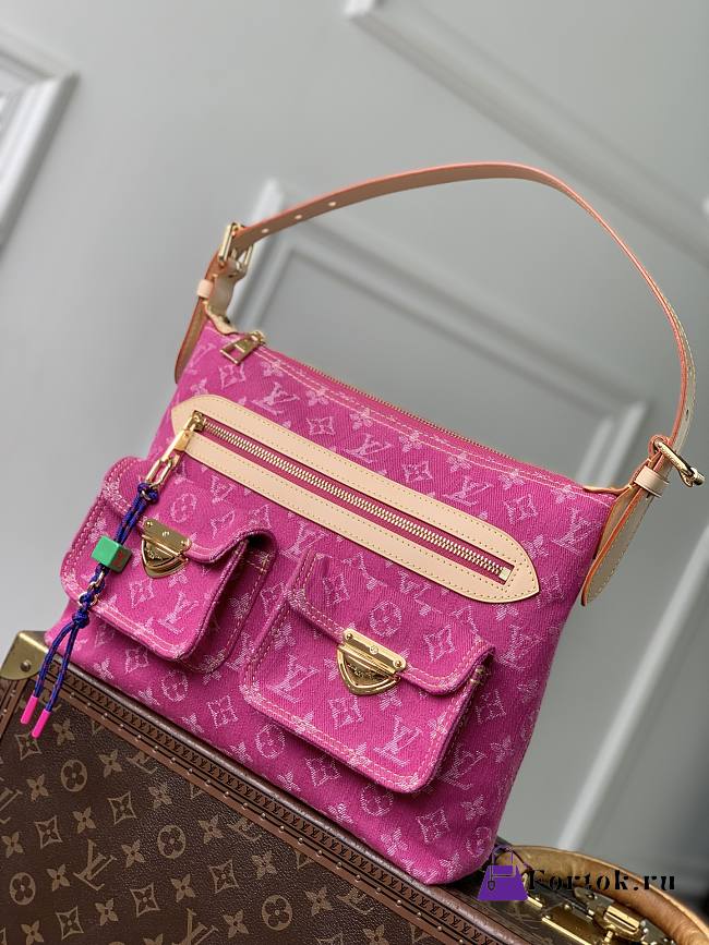 Fortok Louis Vuitton Pink Monogram Denim Baggy NM Fuchsia Pink 30 x 22 x 13cm - 1