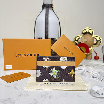 Fortok Louis Vuitton Spring 2026 Collection Double Card Holder Monogram Flowers Canvas 11*1.5*7cm