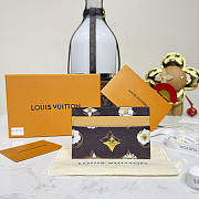 Fortok Louis Vuitton Spring 2026 Collection Double Card Holder Monogram Flowers Canvas 11*1.5*7cm - 2