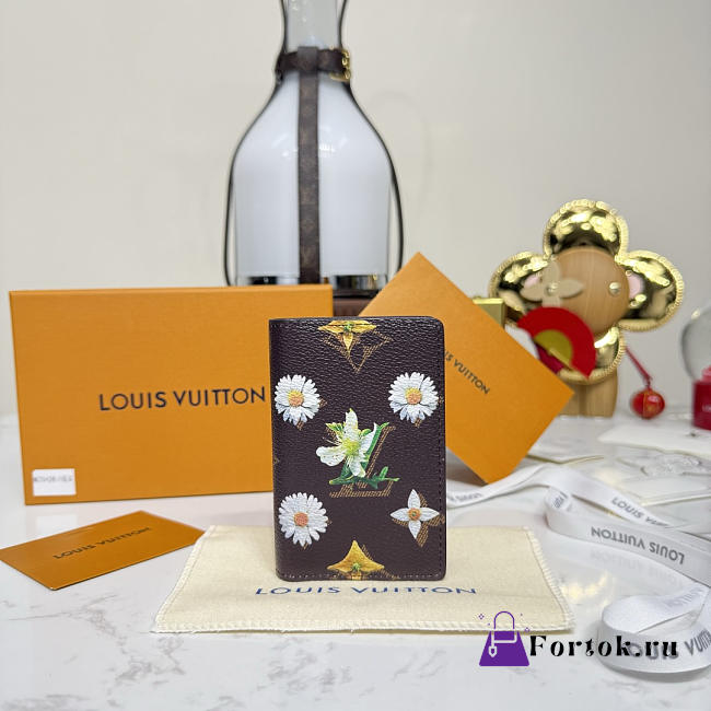 Fortok Louis Vuitton Spring 2026 Collection Pocket Organizer Monogram Flowers Canvas 7.5*1*11.1cm - 1