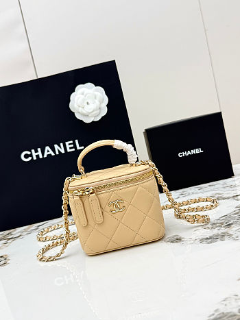 Fortok Chanel Vanity Case Bag Beige 11×7×8.5cm