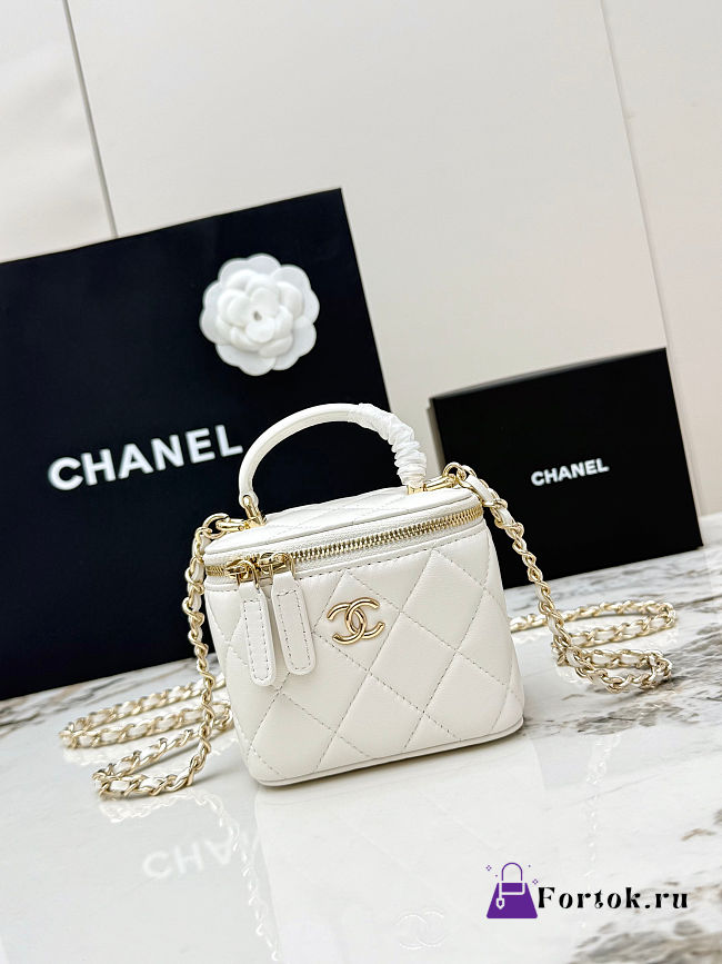 Fortok Chanel Vanity Case Bag White 11×7×8.5cm - 1
