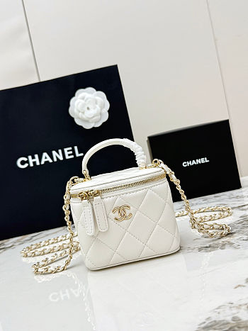 Fortok Chanel Vanity Case Bag White 11×7×8.5cm