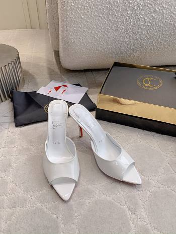 Fortok Christian Louboutin Miss Z Mule White 85mm/100mm
