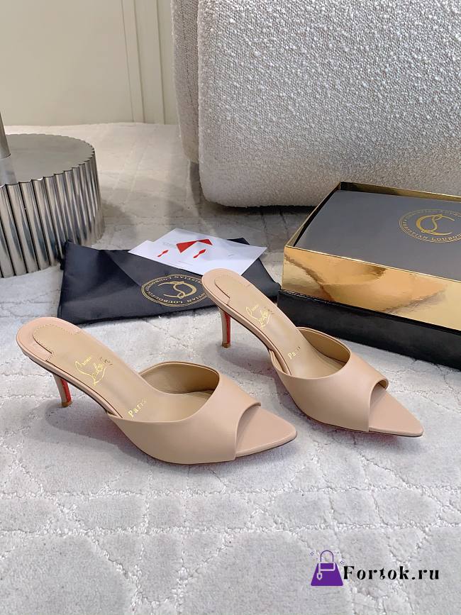 Fortok Christian Louboutin Miss Z Mule Beige 85mm/100mm - 1