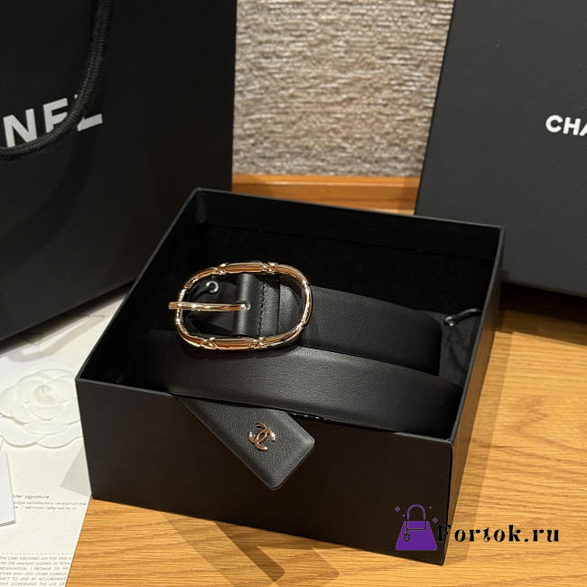 Fortok Chanel Belt Black - Gold 30mm - 1