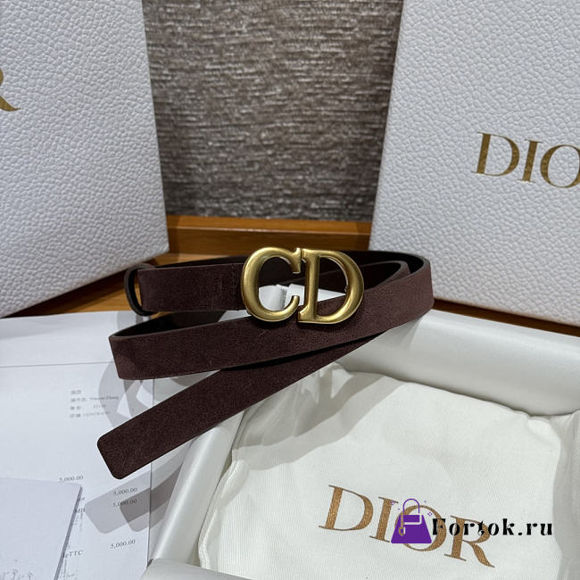 Fortok Dior CD Belt 20mm Dark Brown Suede - 1
