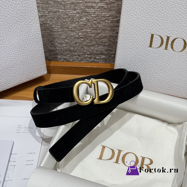 Fortok Dior CD Belt 20mm Black Suede - 1