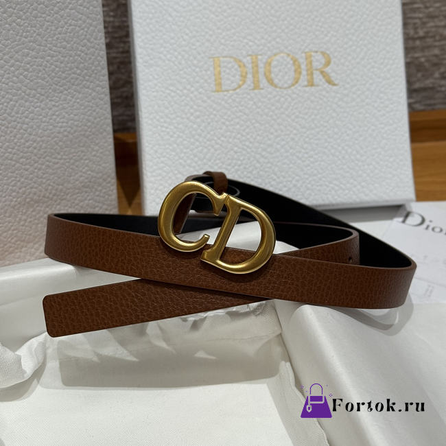 Fortok Dior CD Belt 20mm Brown Grained Cowhide Leather - 1