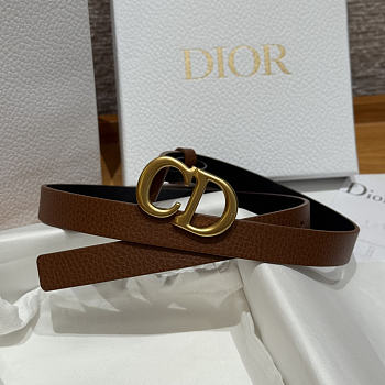 Fortok Dior CD Belt 20mm Brown Grained Cowhide Leather