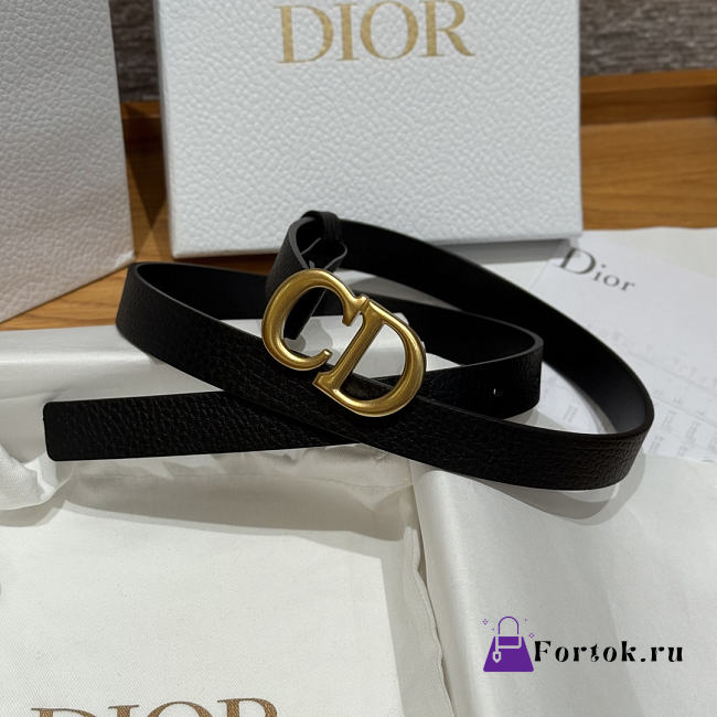 Fortok Dior CD Belt 20mm Black Grained Cowhide Leather - 1
