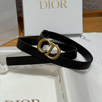 Fortok Dior CD Belt 20mm Black Grained Cowhide Leather