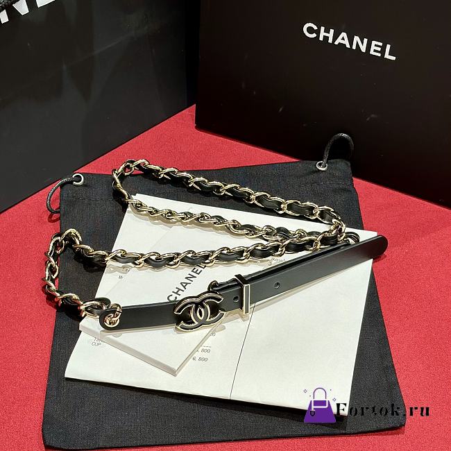 Fortok Chanel chain leather belt CC Black - 1