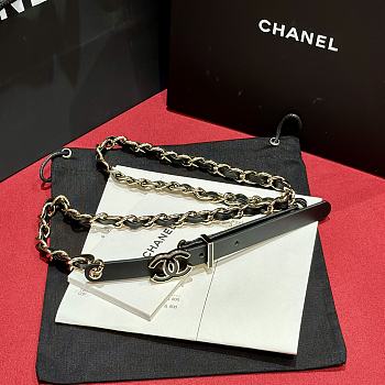 Fortok Chanel chain leather belt CC Black