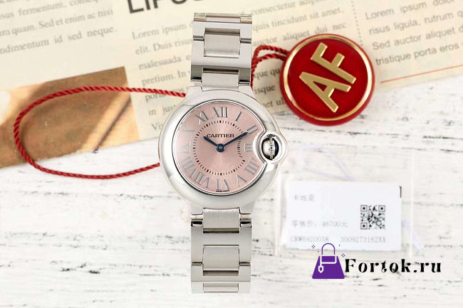 Fortok Cartier Ballon Bleu watch Steel/Pink sunray dial 28mm  - 1