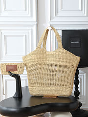 Fortok Saint Laurent Icare Maxi Shopping Tote Raffia 37-55x43×5cm - 4