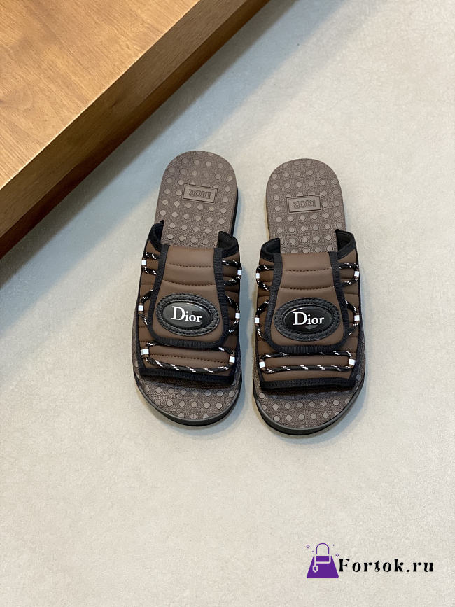 Fortok Dior 2026ss Dior H-Town Men Slides Brown - 1