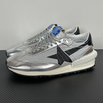 Fortok Golden Goose Marathon sneakers - silver metallic ripstop nylon - black leather star