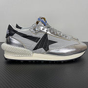 Fortok Golden Goose Marathon sneakers - silver metallic ripstop nylon - black leather star - 6