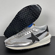 Fortok Golden Goose Marathon sneakers - silver metallic ripstop nylon - black leather star - 5