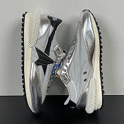 Fortok Golden Goose Marathon sneakers - silver metallic ripstop nylon - black leather star - 2