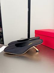 Fortok Ferragamo S-shaped heel mule Black Satin 5cm - 2