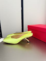 Fortok Ferragamo S-shaped heel mule Neon Green Satin 5cm - 5