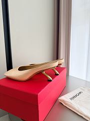 Fortok Ferragamo S-shaped heel mule Beige Satin 5cm - 5