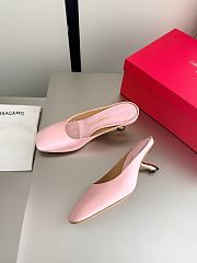 Fortok Ferragamo S-shaped heel mule Pink Satin 5cm - 2