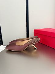 Fortok Ferragamo S-shaped heel mule Brown Satin 5cm - 4