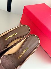 Fortok Ferragamo S-shaped heel mule Brown Satin 5cm - 2