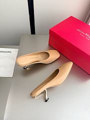 Fortok Ferragamo S-shaped heel mule Beige Lambskin 5cm - 3
