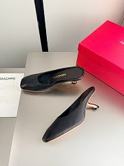 Fortok Ferragamo S-shaped heel mule Black Lambskin 5cm - 4