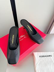 Fortok Ferragamo S-shaped heel mule Black Lambskin 5cm - 2