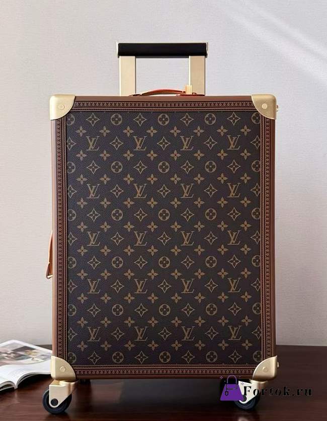 Fortok Louis Vuitton Monogram Rolling Trunk Suitcase Brown 55 x 24 x 39cm - 1
