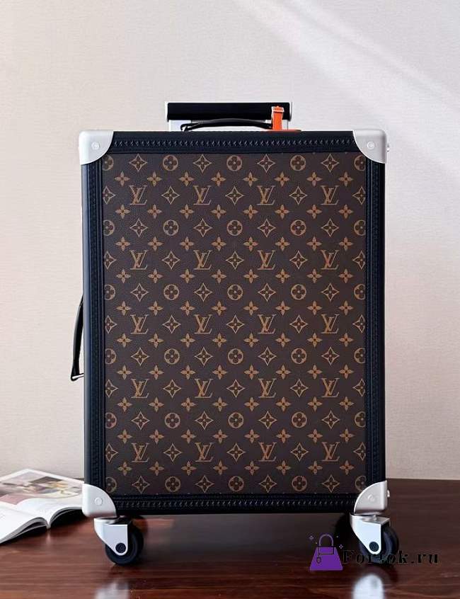 Fortok Louis Vuitton Monogram Rolling Trunk Suitcase Brown/Black 55 x 24 x 39cm - 1