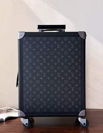 Fortok Louis Vuitton Monogram Rolling Trunk Suitcase Black 55 x 24 x 39cm