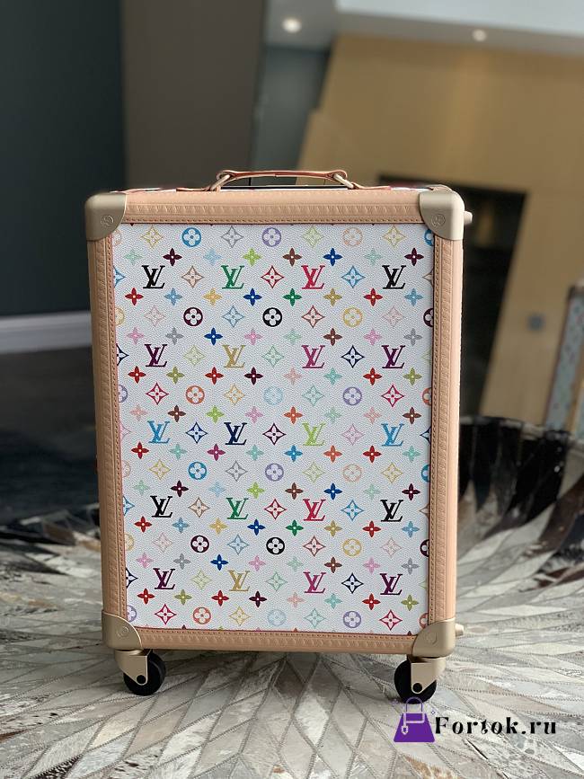 Fortok Louis Vuitton x Takashi Murakami Rolling Trunk Monogram White 39x 55x21cm - 1