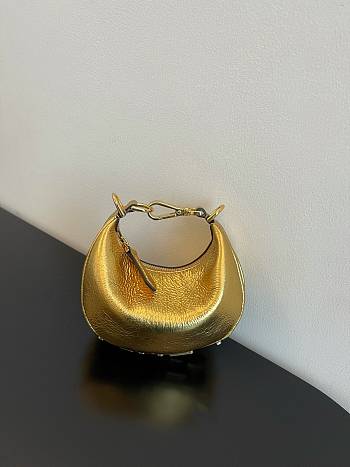 Fortok Fendi Nano Fendigraphy hobo bag Metallic Leather Gold 16.5x14x5cm