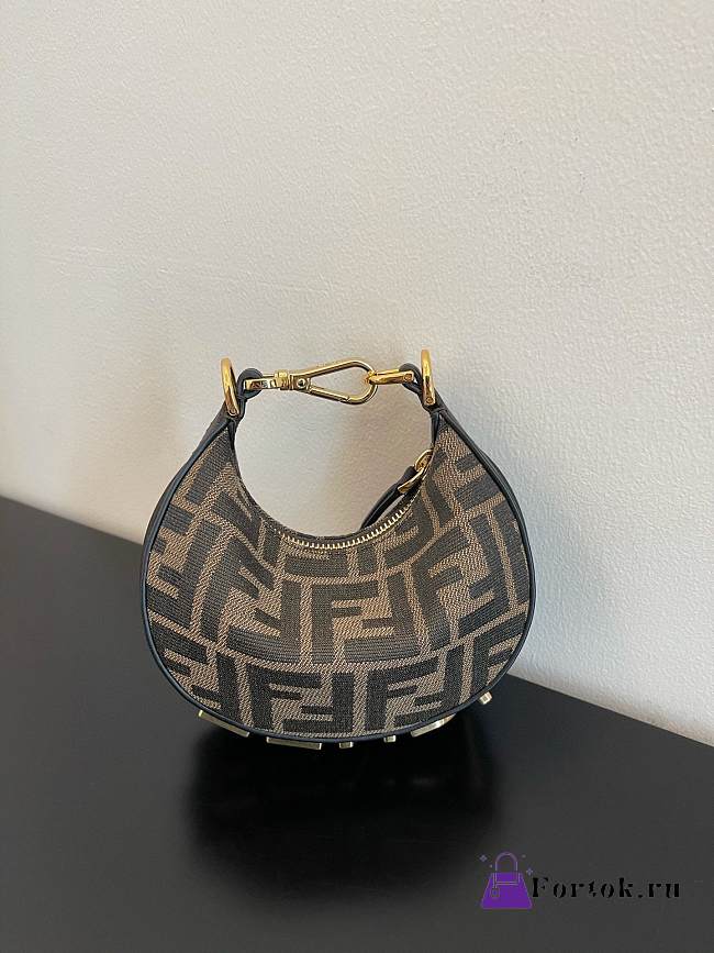 Fortok Fendi Nano Fendigraphy hobo bag Canvas Brown 16.5x14x5cm - 1