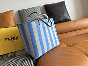 Fortok Fendi Pequin Roll Striped Reversible Tote Bag Blue 35*32*19.5cm  - 2
