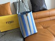 Fortok Fendi Pequin Roll Striped Reversible Tote Bag Blue 35*32*19.5cm  - 4