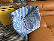 Fortok Fendi Pequin Roll Striped Reversible Tote Bag Blue 35*32*19.5cm  - 5